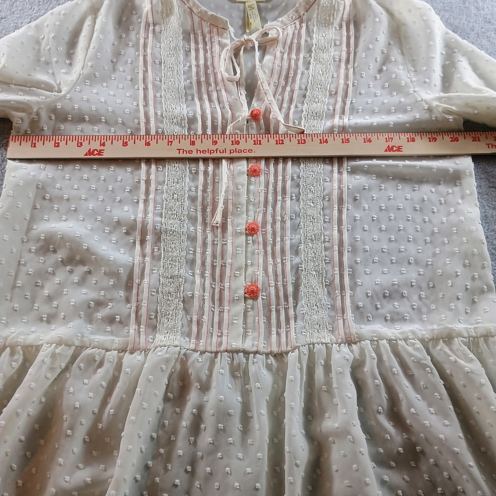 Matilda Jane Womens Swiss Dot Peplum Blouse White‎ Large Lace Trim - Picture 5 of 8